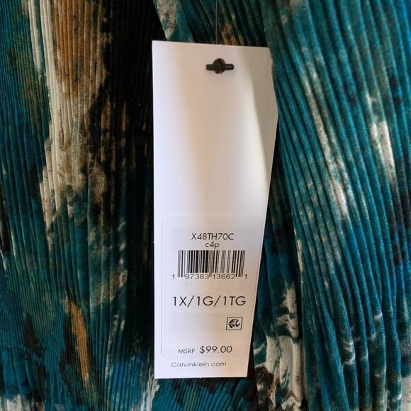 Calvin Klein Print Crew Neck Accordion Pleated Top (1X Plus) Brand New! - Picture 6 of 6
